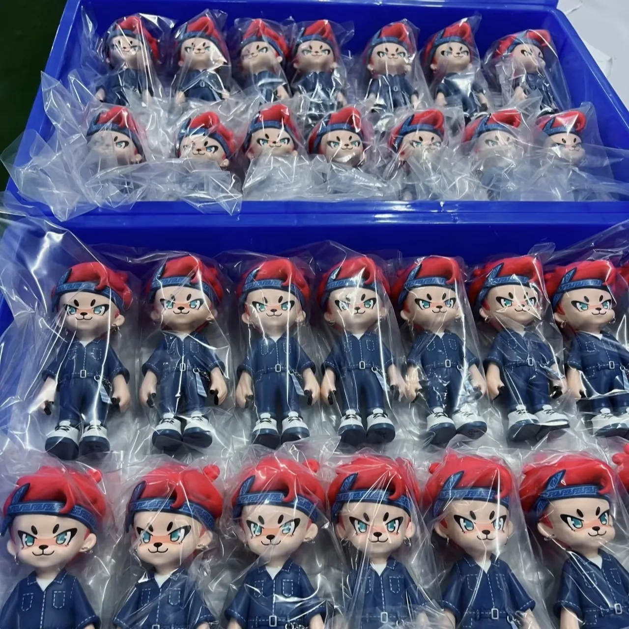 Finished character figures on display