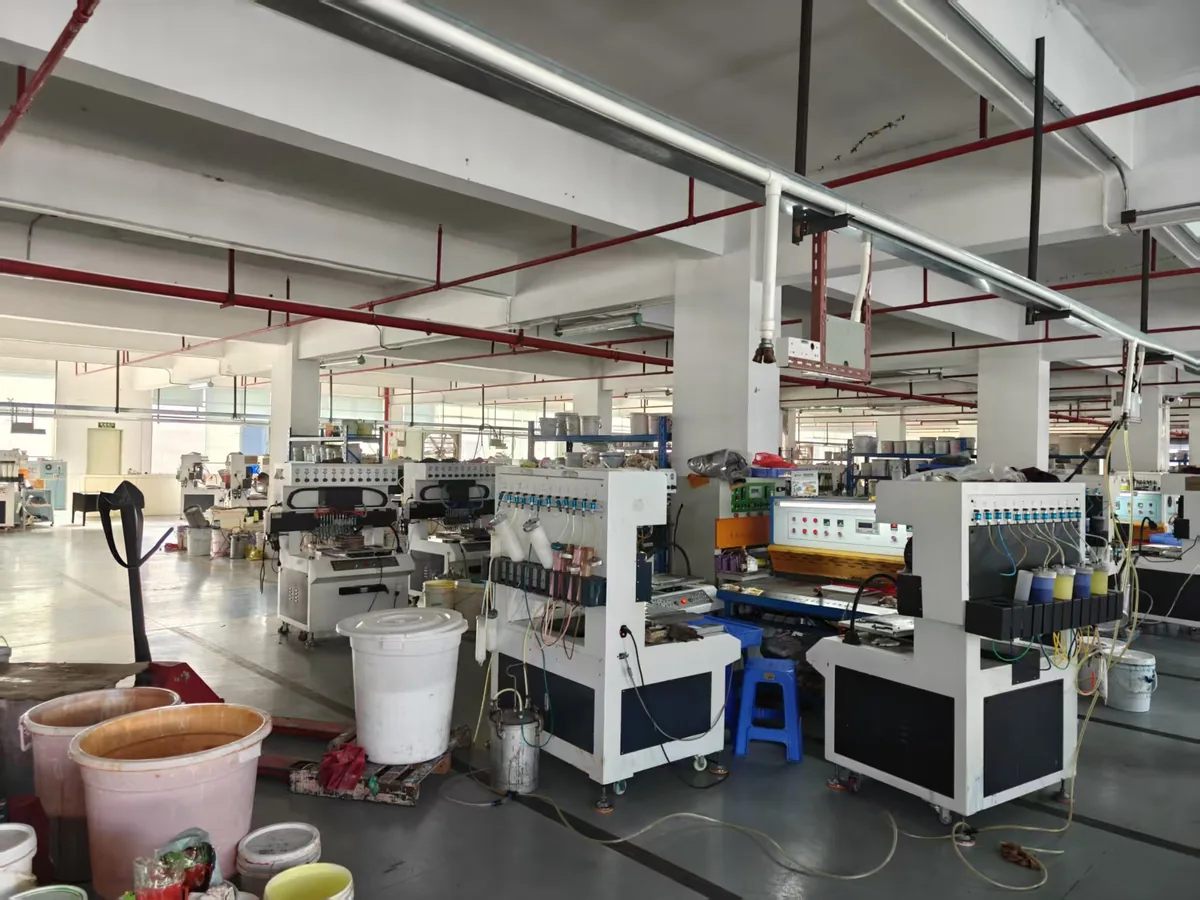 FiguForge production floor in China — pad printing machines and workshop equipment