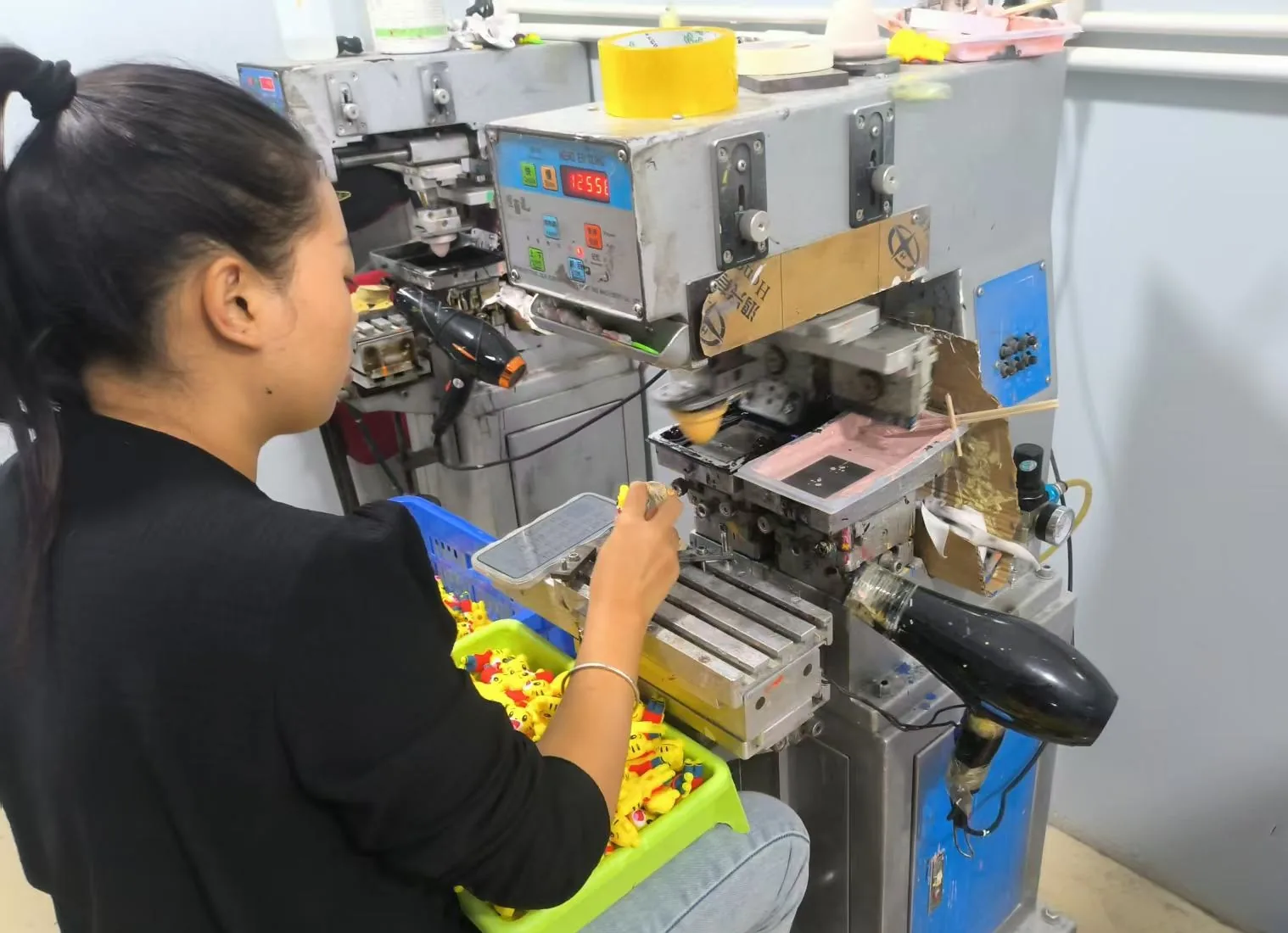 Operators running PVC production equipment