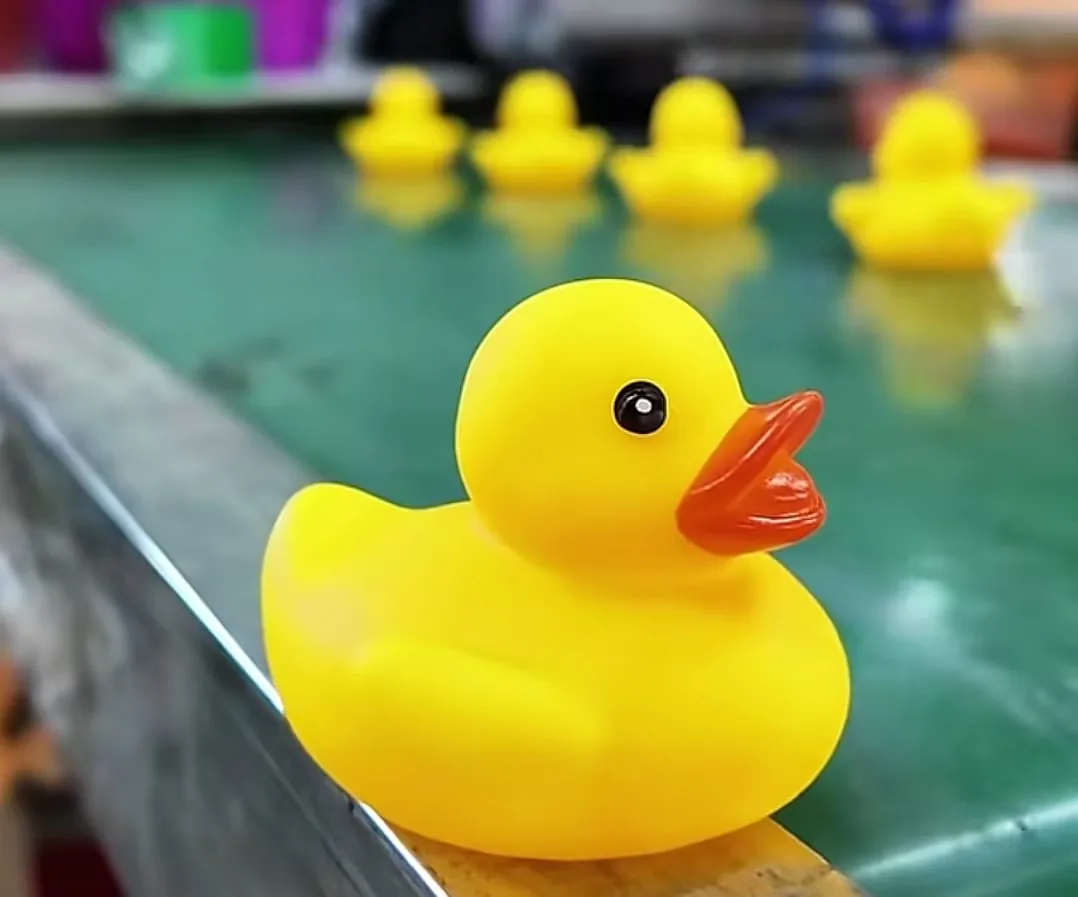 Finished rotocast vinyl duck